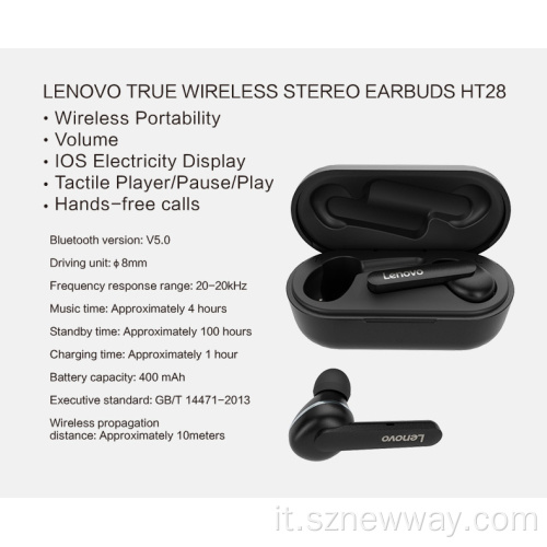 Lenovo HT28 TWS Cuffie senza fili Auricolare impermeabile